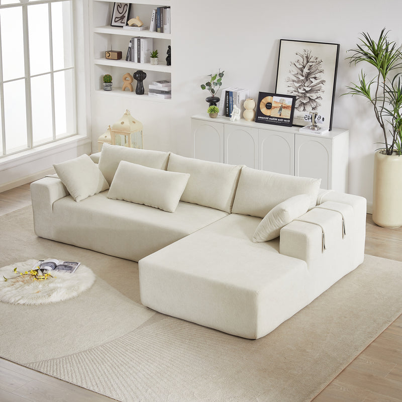 Modern Chenille Upholstered Sectional Sofa Couch Set,Modular 108' L Shaped Sectional Living Room Sofa Set With 6 Pillows,Free Combination Sofa Couch for Living Room,Bedroom(Right Chaise)W834P240004