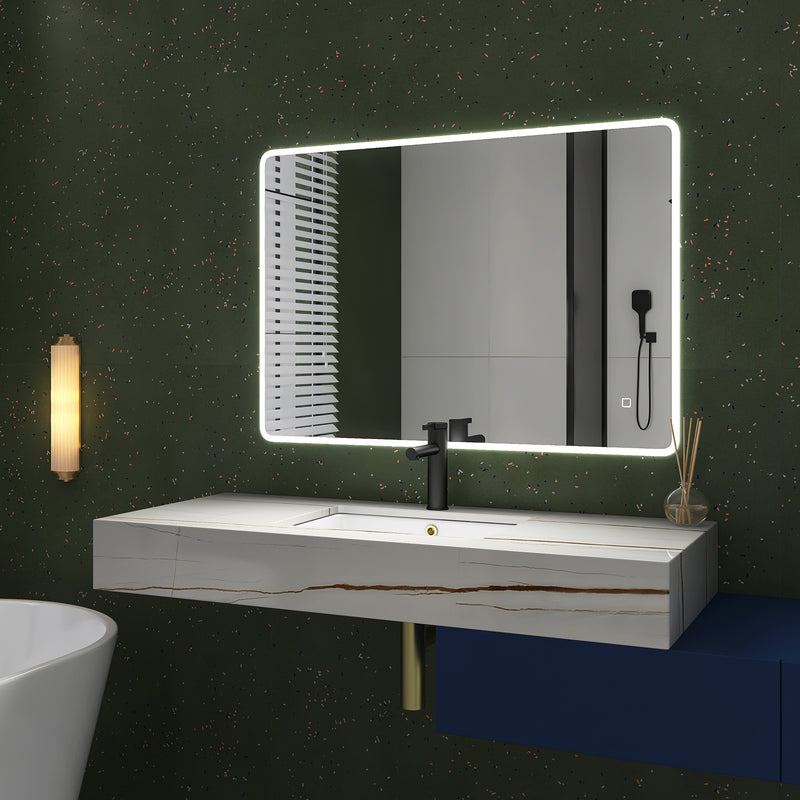 40 x 28 in.  Large Rectangular Frameless Wall-Mount Anti-Fog LED Light Bathroom Vanity Mirror