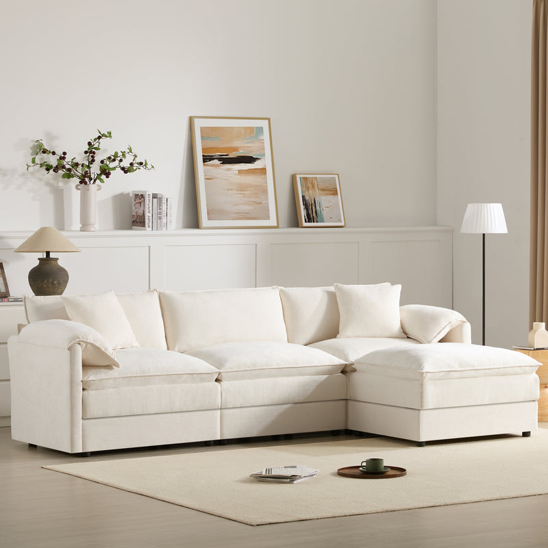 [VIDEO]103.5' Chenille Modular Sectional Sofa with Deep and Wide Seat,L Shaped Cloud Couch Set with Double Cushions,4 Seat Sofa with Movable Ottoman,Oversized Indoor Furniture for Living Room,3 Colors