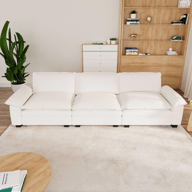 3 Seat Sectional Sofa, Chenille Modular Sofa with Removable Pillows and Layer Cushions, Suitable for Living Rooms, Bedroom, Offices, and Apartments, Beige